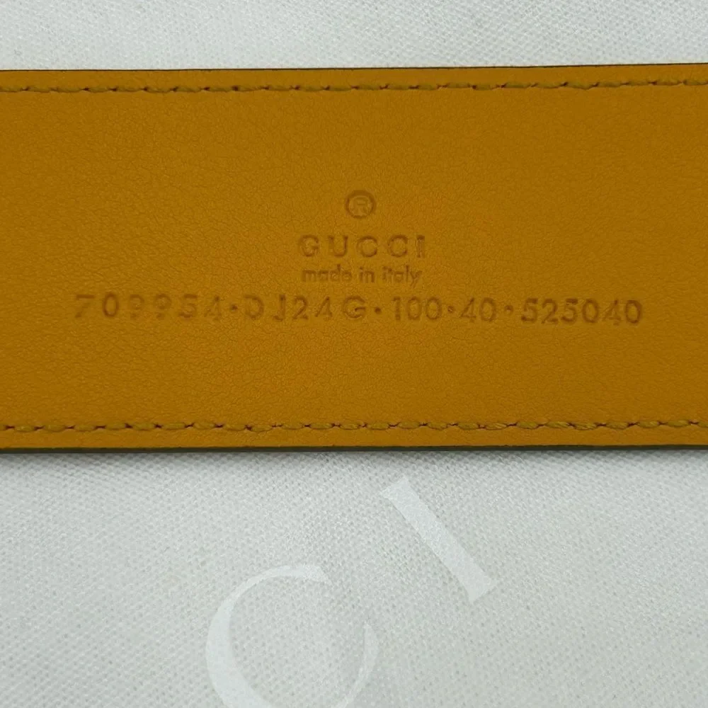 Men's Gucci, two tone, leather belt, memorable buckle size 100 cm/40 inches